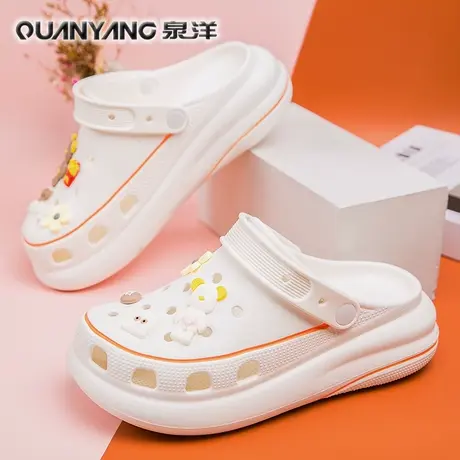 厚底洞洞鞋女夏2024新款松糕时尚包头拖软底外穿护士防滑沙滩凉拖商品大图