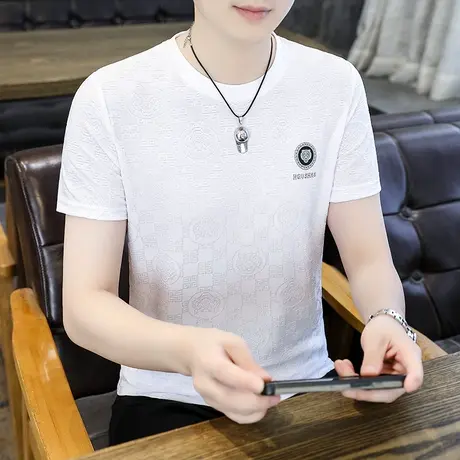 短袖T恤男士2024新款冰丝半袖凉爽体恤衫休闲百搭加肥加大上衣服商品大图