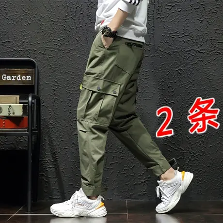 春夏多口袋工装裤男长裤宽松大码裤男薄款休闲裤直筒修身工作裤男商品大图