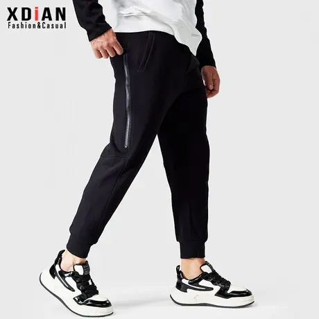 美式运动裤男士纯棉休闲宽松卫裤束脚裤小脚重磅九分长裤子秋冬季商品大图