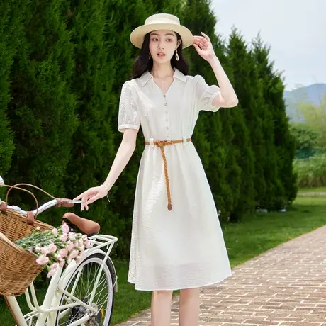 时尚气质温柔减龄短袖连衣裙女士2023年夏季新款设计干小众显瘦裙图片