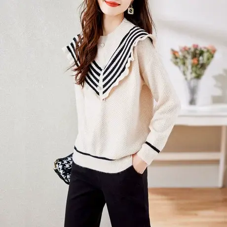 时尚气质甜美套头毛衣图片