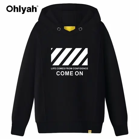 Ohlyah品牌纯棉针织连帽衫卫衣女情侣装男印花休闲外套学生班服潮商品大图