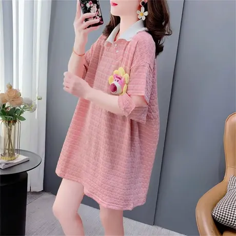 中长款洋气减龄短袖T恤女夏季2023年新款宽松学生Polo领学生上衣商品大图