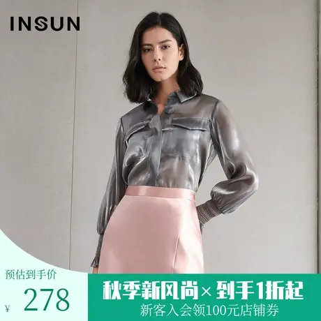 恩裳商场同款春季通勤OL时尚灯笼袖垂感宽松长袖衬衫女图片