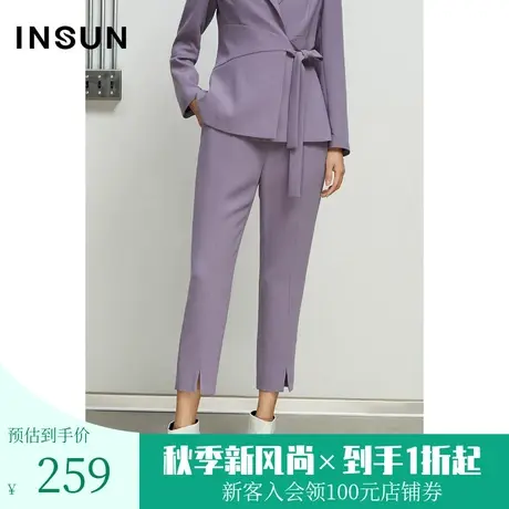 恩裳春季潮流细节裤脚开叉设计铅笔裤西裤女商品大图