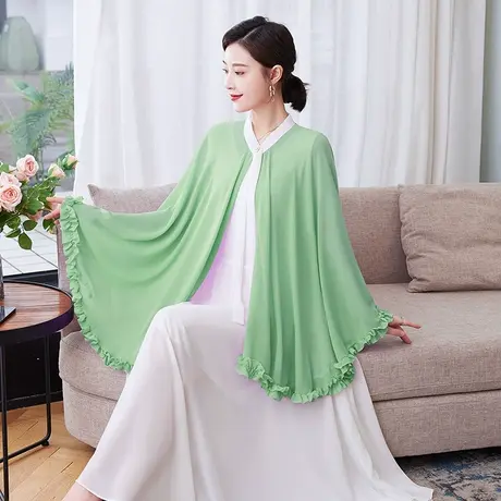 夏季薄款雪纺衫披肩女2022新款防晒衣开衫百搭轻薄外搭空调房披肩商品大图