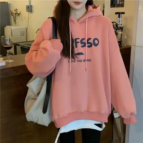 卫衣女2020秋冬宽松韩版ins设计感小众上衣chic港风加绒加厚外套图片