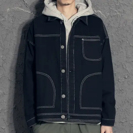 奕飏缉明线韩版潮流男装帅气上衣2020新款秋季工装外套男春秋夹克图片