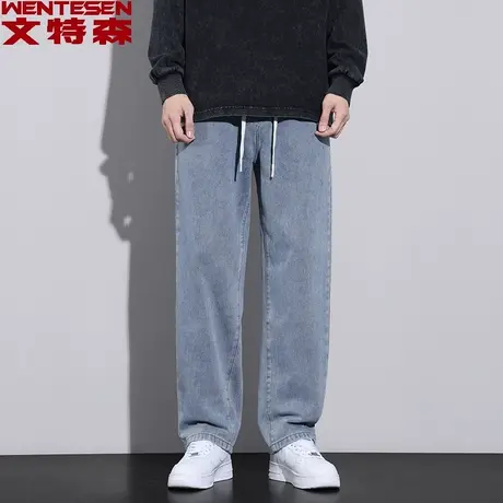 秋季新款宽松直筒牛仔裤男款休闲潮牌男裤韩版潮流时尚男士长裤子商品大图
