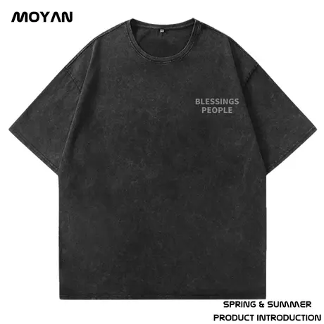 水洗做旧复古重磅潮牌宽松T恤美式短袖半袖纯棉加肥加大码男夏季商品大图