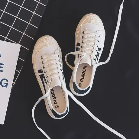 帆布鞋女复古港味原宿ulzzang2020新款秋鞋透气韩版低帮休闲板鞋图片