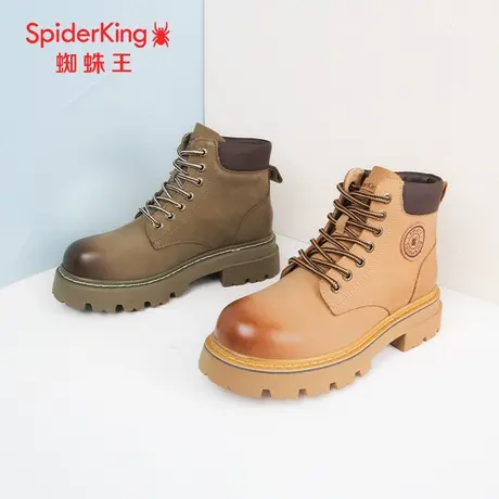 SPIDER KING/蜘蛛王马丁靴女真皮2023冬商场新款大黄靴加绒登山潮商品大图
