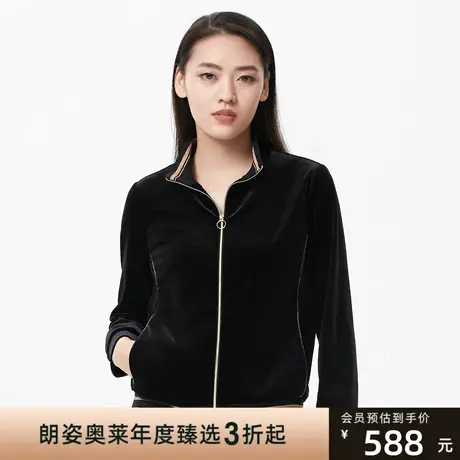 朗姿 秋季新款丝绒通勤百搭毛针织衫商场同款商品大图