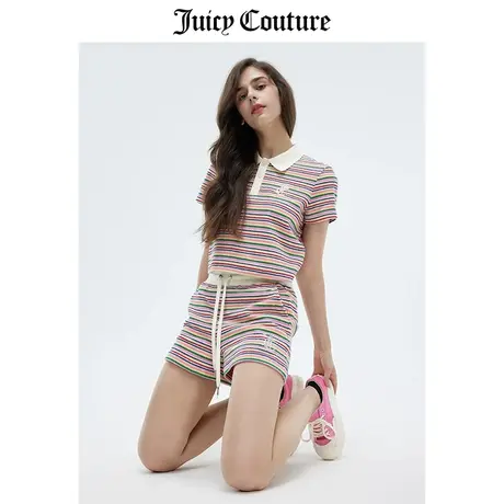 Juicy Couture橘滋套装女夏季新款多巴胺美式针织条纹T恤连衣裙女商品大图
