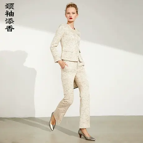 颈袖添香2023秋新款女士时尚修身优雅气质名媛小香风套装套裤图片