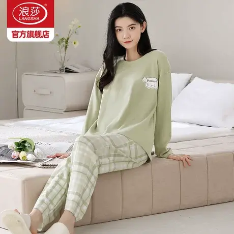 浪莎睡衣女春秋款2023年新款纯棉长袖卡通学生宽松薄家居服套装ZH图片