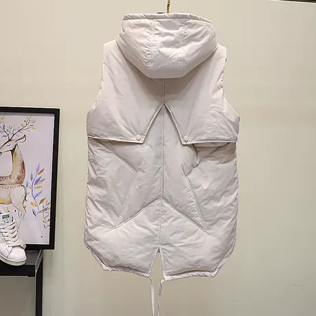 2023秋冬装新款棉马甲女中长款羽绒棉连帽棉衣无袖坎肩外套大码潮图片