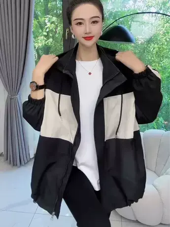 冲锋衣女小个子2023年秋季新款撞色拼接夹克宽松棒球服外套上衣潮商品大图