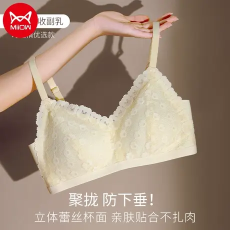 猫人内衣女士聚拢上托显大性感蕾丝边文胸夏季轻薄透气侧收显瘦图片
