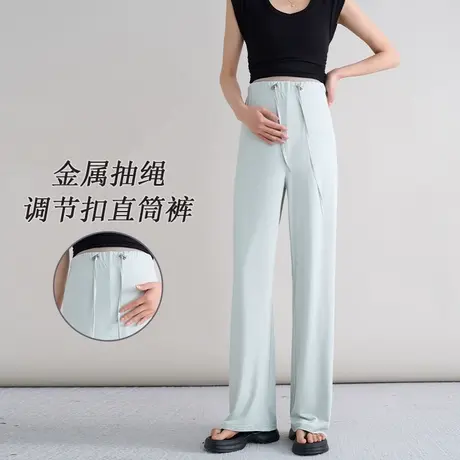 十月妈咪孕妇直筒裤2025新款夏季轻薄凉爽外穿宽松托腹裤子夏装图片