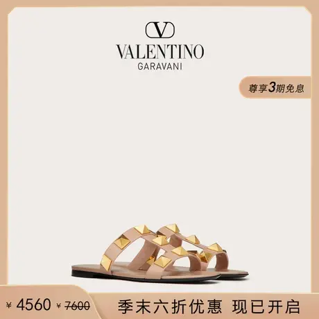 [季末优惠]华伦天奴VALENTINO女士 ROMAN STUD 小牛皮平底凉鞋图片