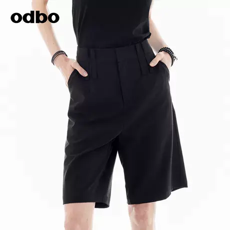 odbo/欧迪比欧时尚穿搭短裤2024秋冬新款中款休闲裤过膝廓形西裤图片