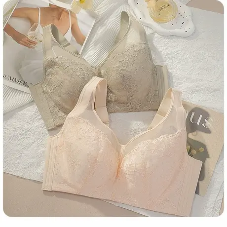性感镂空蕾丝内衣女大码聚拢收副乳调整型防下垂背心式文胸罩商品大图