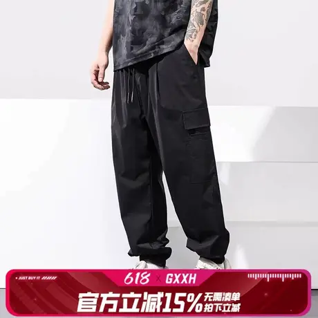 GxxH潮牌大码男装加肥加大束脚肥佬工装裤休闲冰丝夏长裤子200斤商品大图