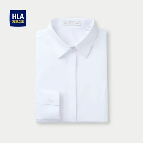 HLA/海澜之家长袖正装白衬衫2025春秋季新款通勤翻领直筒衬衣女装商品大图