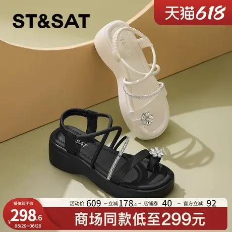 星期六套趾坡跟罗马凉鞋女2025新款夏季配裙子软底轻便女鞋不累脚商品大图
