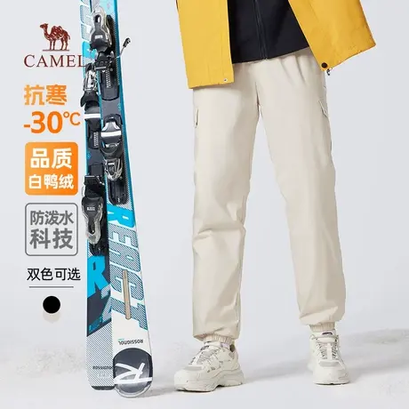 骆驼男装羽绒裤男士冬季加绒加厚保暖工装休闲束脚防水运动长裤子商品大图