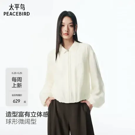 【商场同款】太平鸟25秋季新款光泽感长袖翻领衬衫上衣A1CAF3126图片