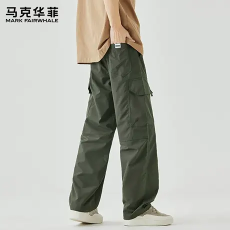 马克华菲工装休闲裤男款2025秋季薄款美式阔腿宽松直筒伞兵裤子X图片