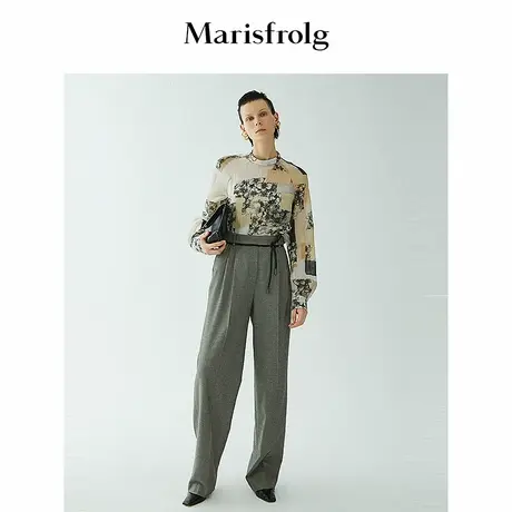 【言选好物】Marisfrolg玛丝菲尔经典千鸟格纹系带收腰休闲西裤商品大图