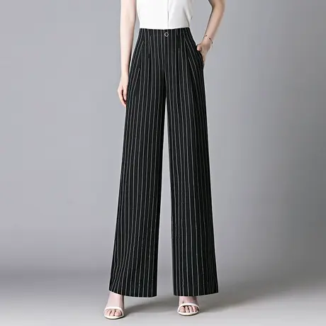 清爽透气亚麻阔腿裤女2025夏季新款高腰显瘦休闲裤时尚气质长裤子商品大图