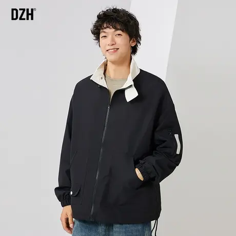 男生黑色立领外套男潮高级感秋季痞帅飞行员夹克男款上衣2023新款商品大图