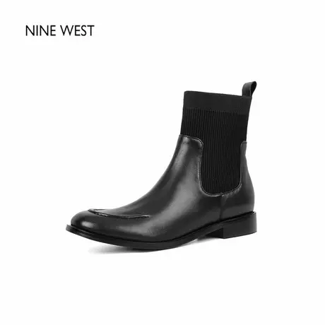 奥莱专供Nine West/玖熙圆头弹力瘦瘦靴袜靴切尔西女靴厚底马丁靴图片