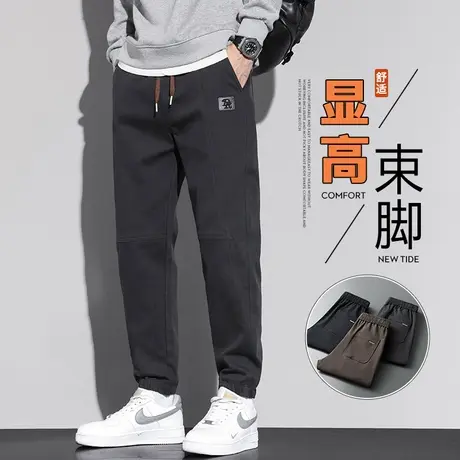 春秋季高级束脚男装潮牌日系工装秋冬款痞帅哈伦休闲裤子2023新款商品大图