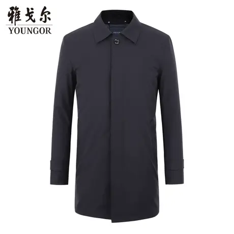 雅戈尔奥莱 男装单风衣长款秋季棉感外套商务出差风衣男装商品大图