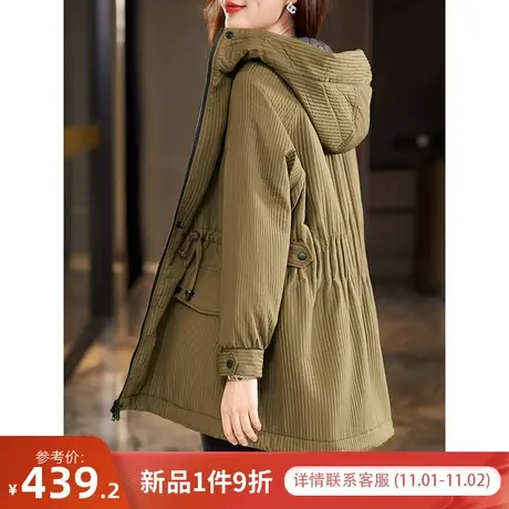 宝诗黎连帽抽绳收腰宽松棉服2023新款韩版保暖外套时尚休闲秋冬装商品大图