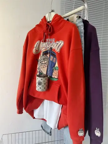 多巴胺~连帽宽松女秋冬加绒加厚高货复古趣味帽衫学生潮版卫衣女商品大图