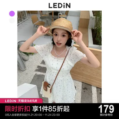 乐町纯欲心机双裙摆连衣裙女夏收腰碎花裙C5FAC3C07商品大图