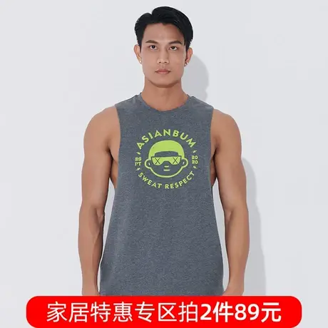 【拍2件89】Asianbum亲肤棉质居家宽松运动透气印花休闲健身背心商品大图
