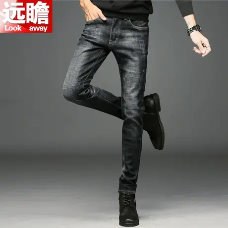 春季弹力黑色牛仔裤男春秋款修身男士长裤韩版小脚裤休闲潮流裤子商品大图