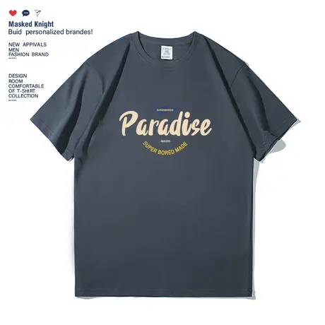 夏季新款港风潮牌字母印花短袖t恤男学生宽松休闲情侣装圆领半袖商品大图