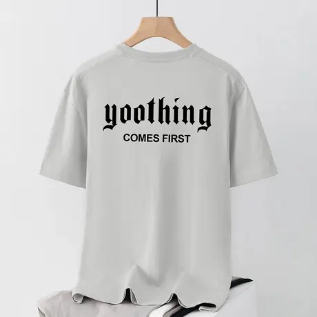 250g重磅美式纯棉短袖t恤男圆领上衣服宽松潮流印花体恤全棉半袖商品大图