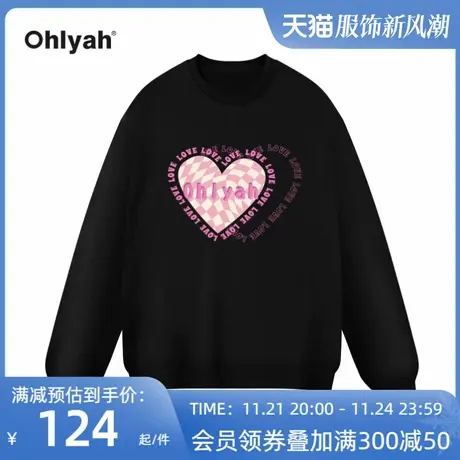 Ohlyah潮牌情侣卫衣男女装宽松长袖套头衫圆领运动服新款同款ins商品大图