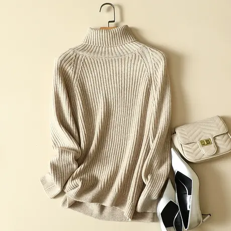 高领毛衣女内搭2023新款秋冬装慵懒风气质宽松外穿加厚打底针织衫商品大图
