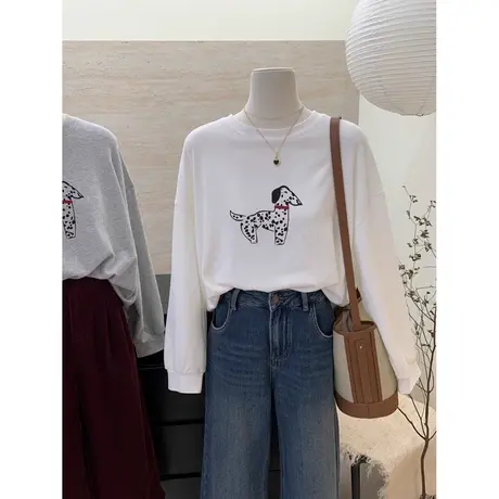 德绒磨毛长袖T恤女秋冬装宽松显瘦韩版内搭加绒加厚保暖打底上衣图片